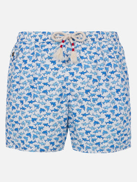 Lightweight fabric swim-shorts Lighting 70 with shark print