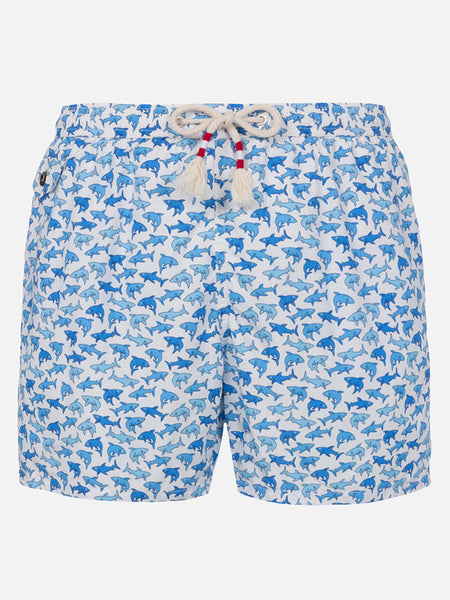 Lightweight fabric swim-shorts Lighting 70 with shark print – MC2