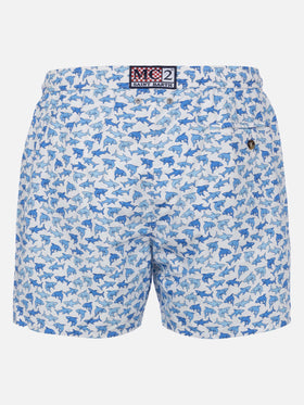 Lightweight fabric swim-shorts Lighting 70 with shark print