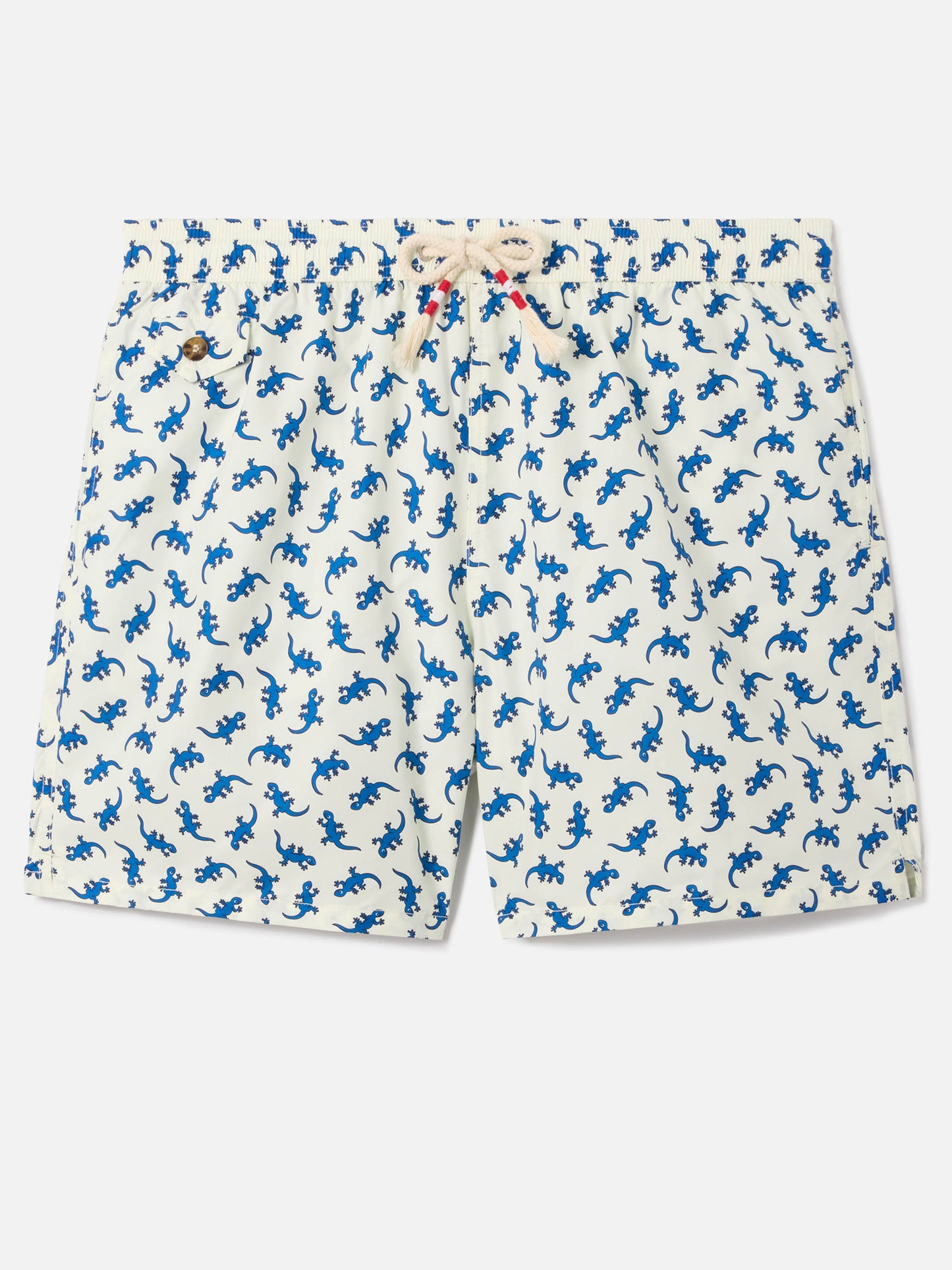 Lighting 70 white swim shorts with all-over gecko print