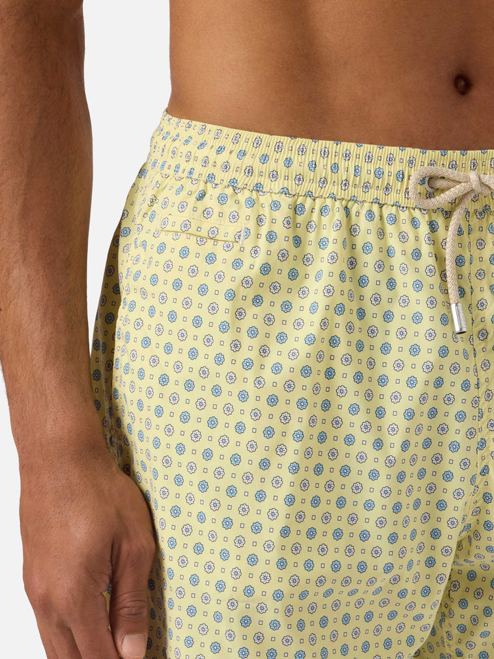 Yellow Lighting Micro swim shorts with all-over geometric print