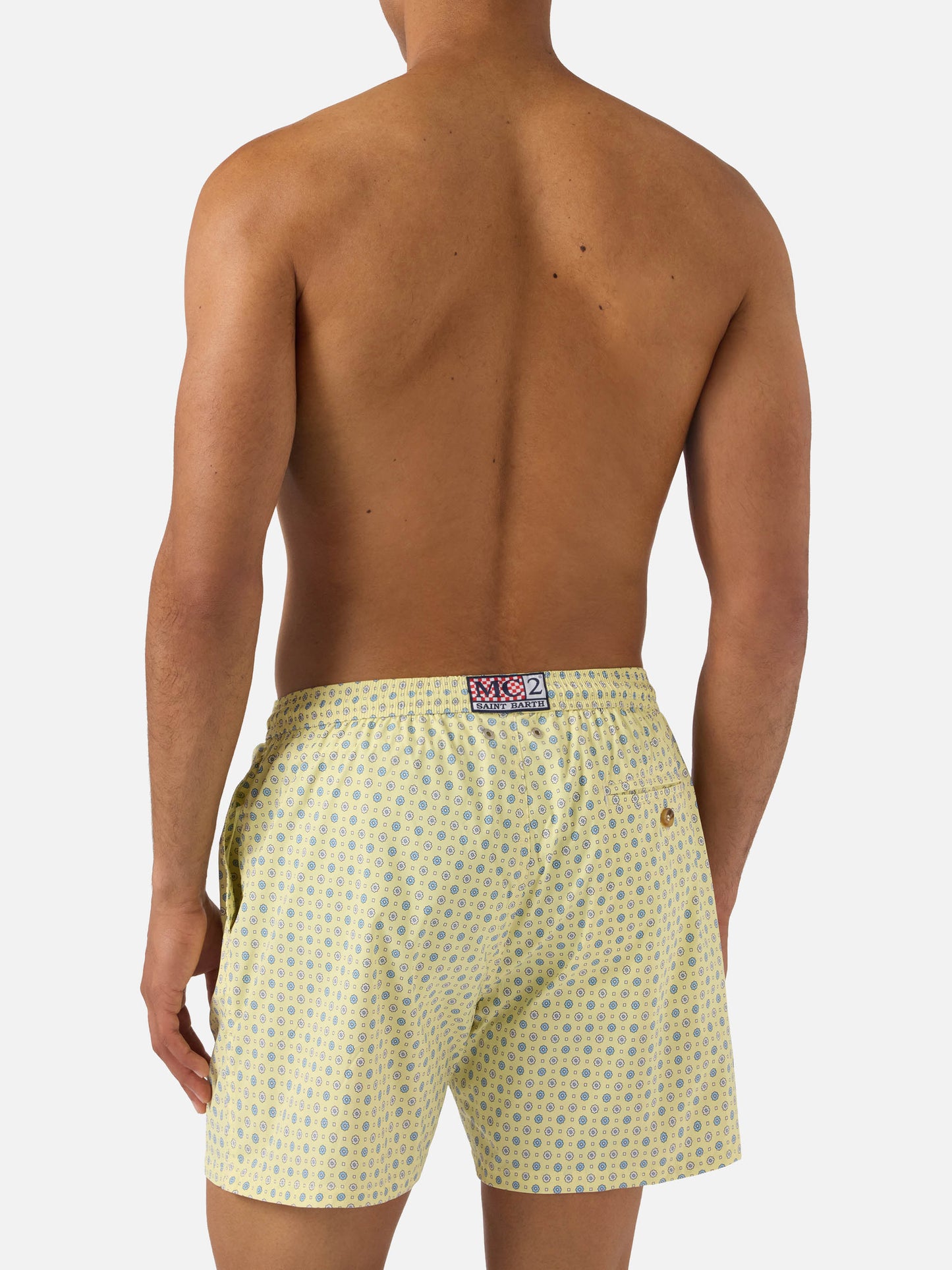 Yellow Lighting Micro swim shorts with all-over geometric print