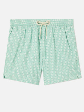 Green Lighting Micro swim shorts with all-over palm print