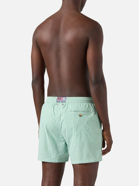 Green Lighting Micro swim shorts with all-over palm print