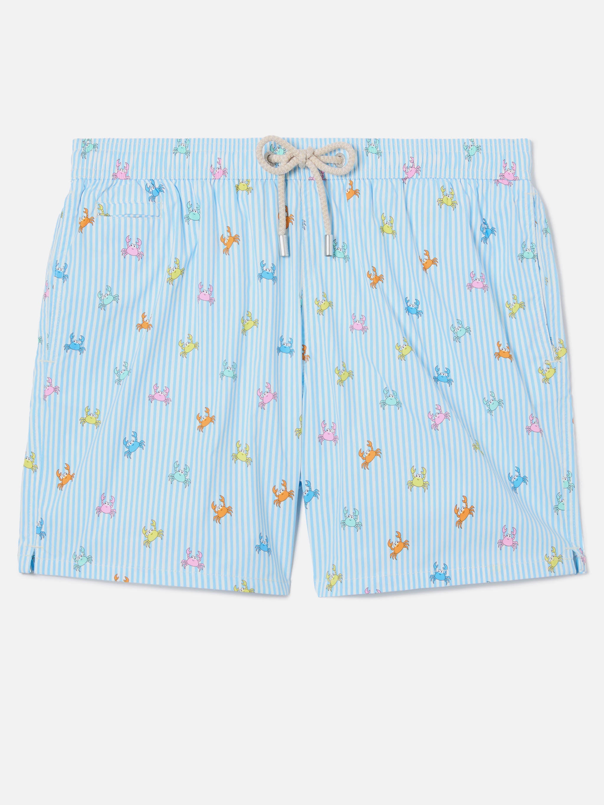 Light blue striped Lighting Micro swim shorts with all-over crab