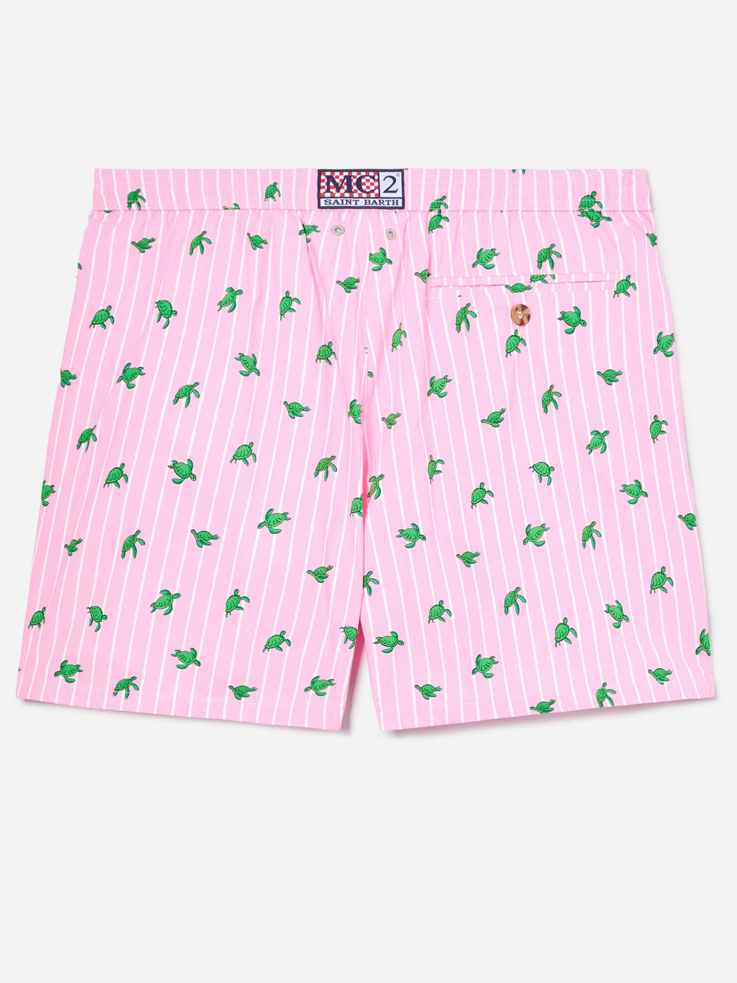 Short de bain Micro Lighting rose à rayures avec imprimé tortues all-over 