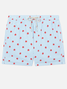 Short de bain Light blue Lighting Micro Stretch avec imprimé all-over Starfish Stripes 