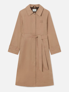 Beige Lior cotton blend waxed coat with tartan lining