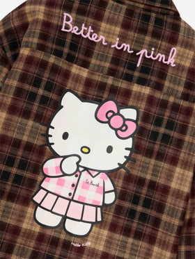 Camicia Lully marrone in flanella con ricamo Hello Kitty sul retro | Special edition
