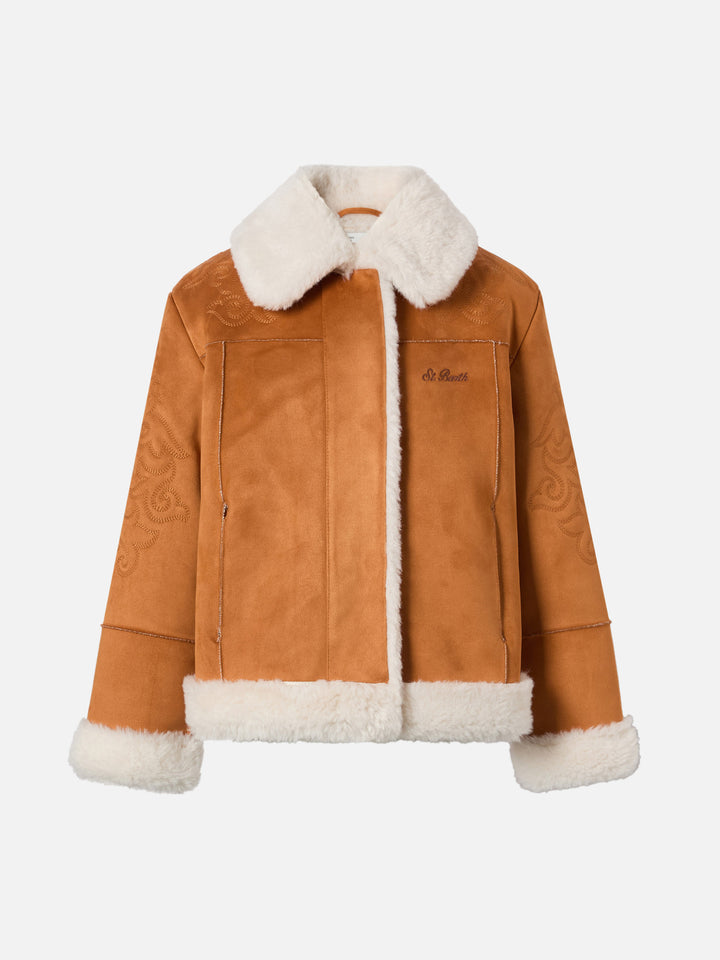 Lorayne Jr faux-shearling jacket with Western embroidery