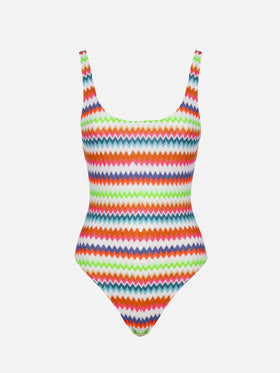 Costume da bagno intero da donna con scollo sulla schiena Lora in maglia raschel