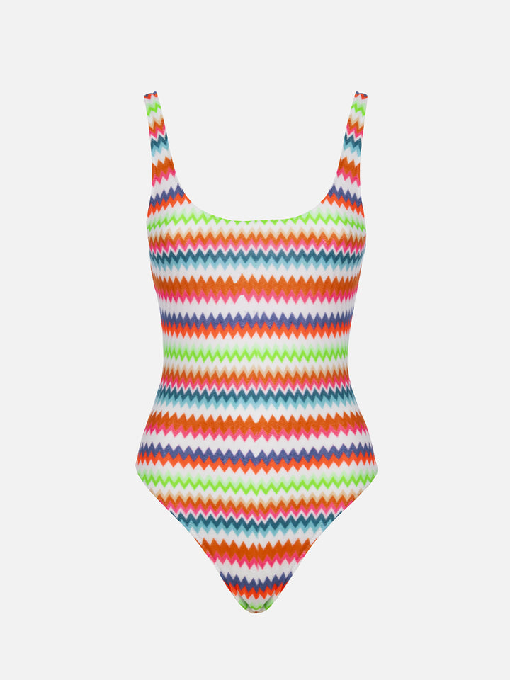 Woman raschel knit scoopback one piece swimsuit Lora