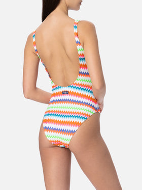 Costume da bagno intero da donna con scollo sulla schiena Lora in maglia raschel