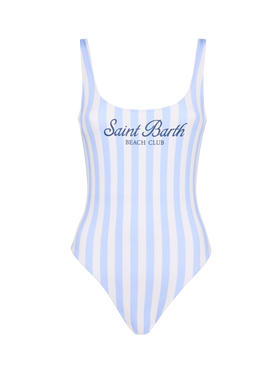 Lora scoopback one-piece swimsuit with striped print