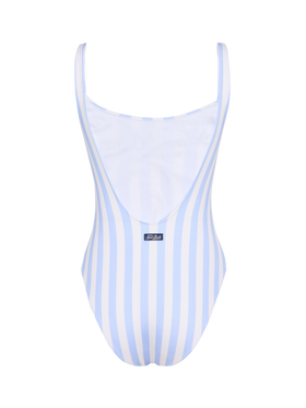 Lora scoopback one-piece swimsuit with striped print