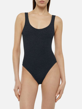 Costume intero Lora crinkle lurex nero
