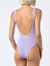 Woman lilac crinkle one piece swimsuit Lora