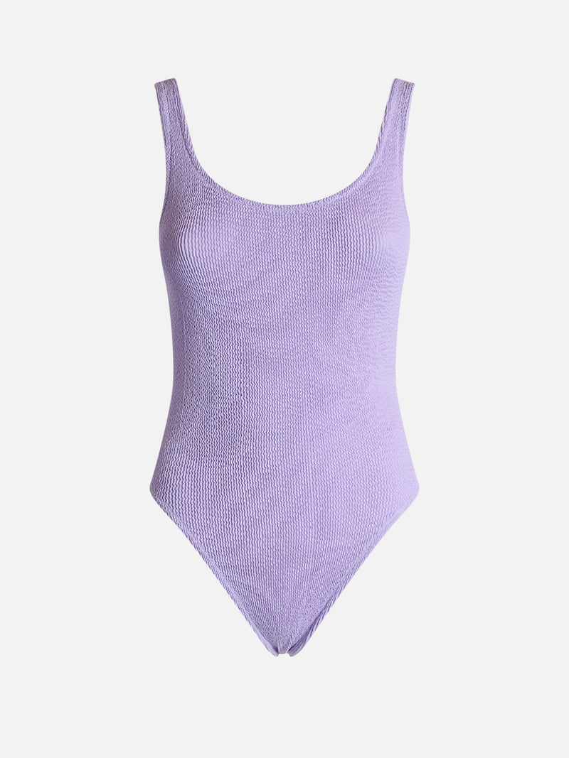 Woman lilac crinkle one piece swimsuit Lora