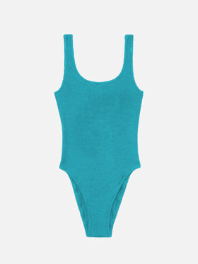 Costume intero da donna ottanio lurex crinkle Lora