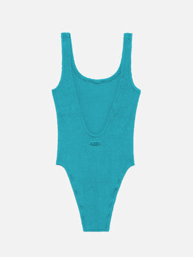 Costume intero da donna ottanio lurex crinkle Lora
