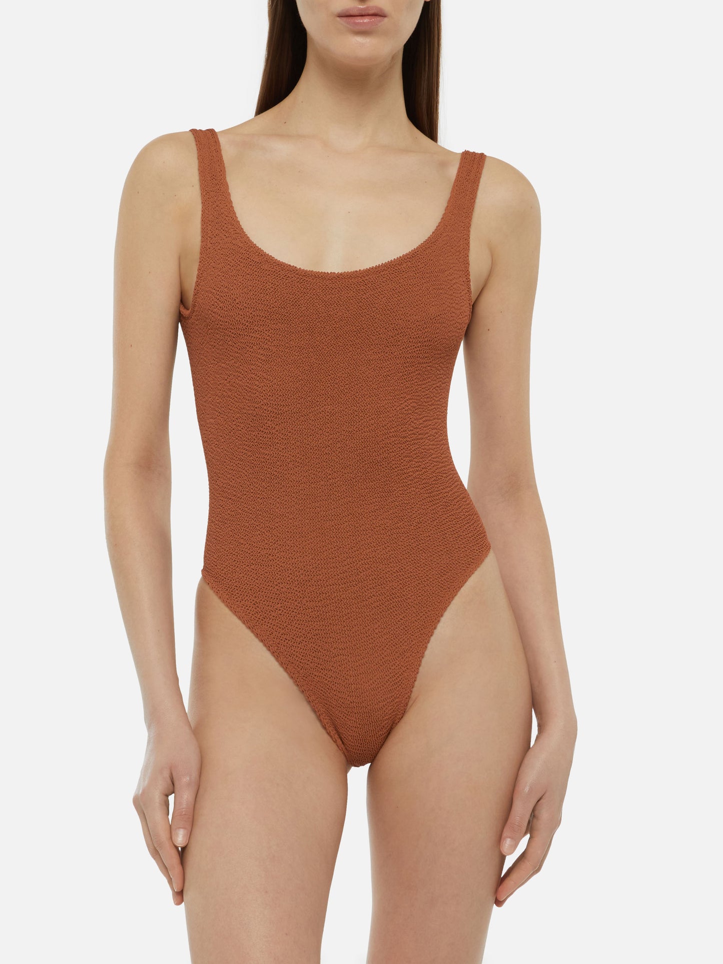 Costume intero Lora crinkle marrone cammello