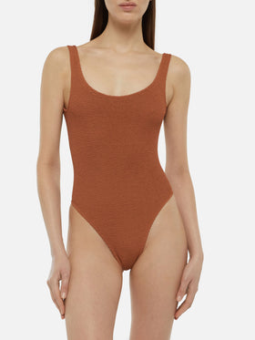 Costume intero Lora crinkle marrone cammello