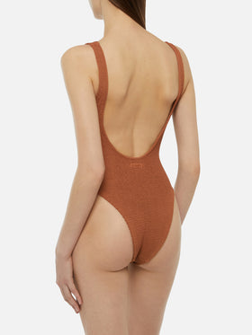Costume intero Lora crinkle marrone cammello