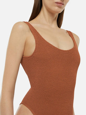 Costume intero Lora crinkle marrone cammello