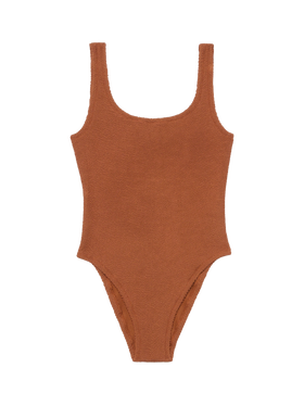 Costume intero Lora crinkle marrone cammello