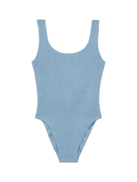 Lora crinkle lurex avio blue one-piece swimsuit