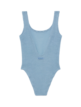 Lora crinkle lurex avio blue one-piece swimsuit