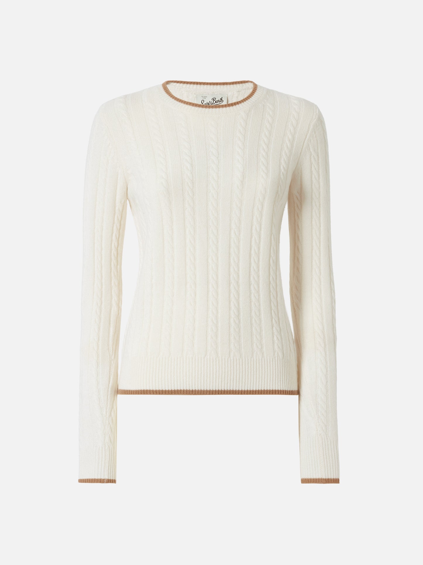 Laroche cable-knit sweater in wool with St. Barth embroidery