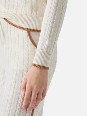 Laroche cable-knit sweater in wool with St. Barth embroidery