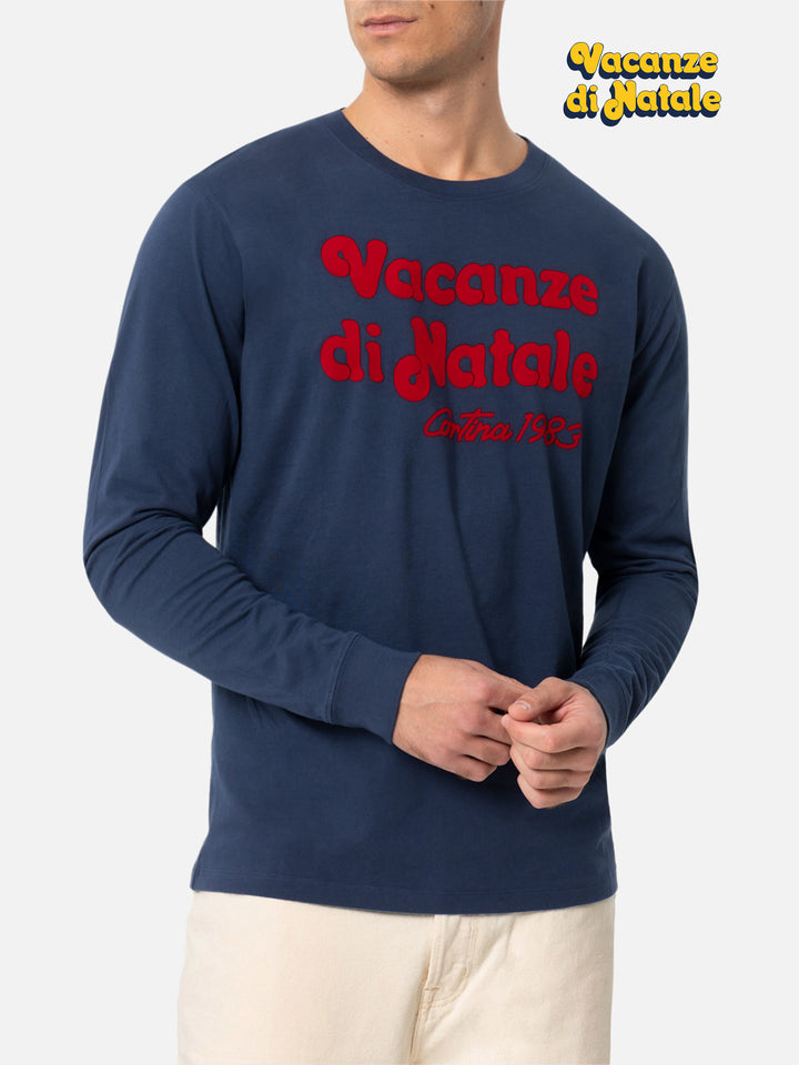 T-shirt blu da uomo Luton con stampa logo del film Vacanze di Natale | VACANZE DI NATALE EDIZIONE SPECIALE