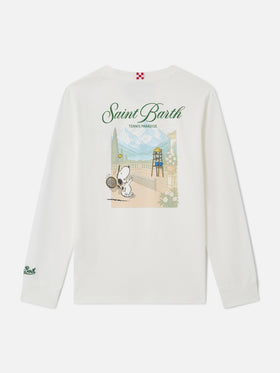 T-shirt girocollo Luton bianca a manica lunga con stampa Tennis Paradise | PEANUTS SPECIAL EDITION