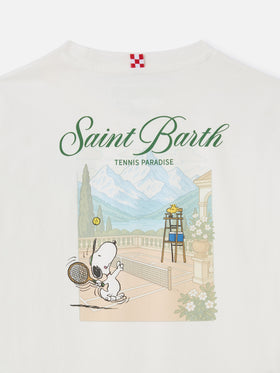 T-shirt girocollo Luton bianca a manica lunga con stampa Tennis Paradise | PEANUTS SPECIAL EDITION