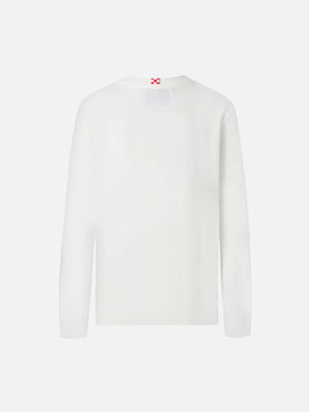 Luton long-sleeve winter cotton T-shirt in white with Cortina 1983 embroidery and Cortina print