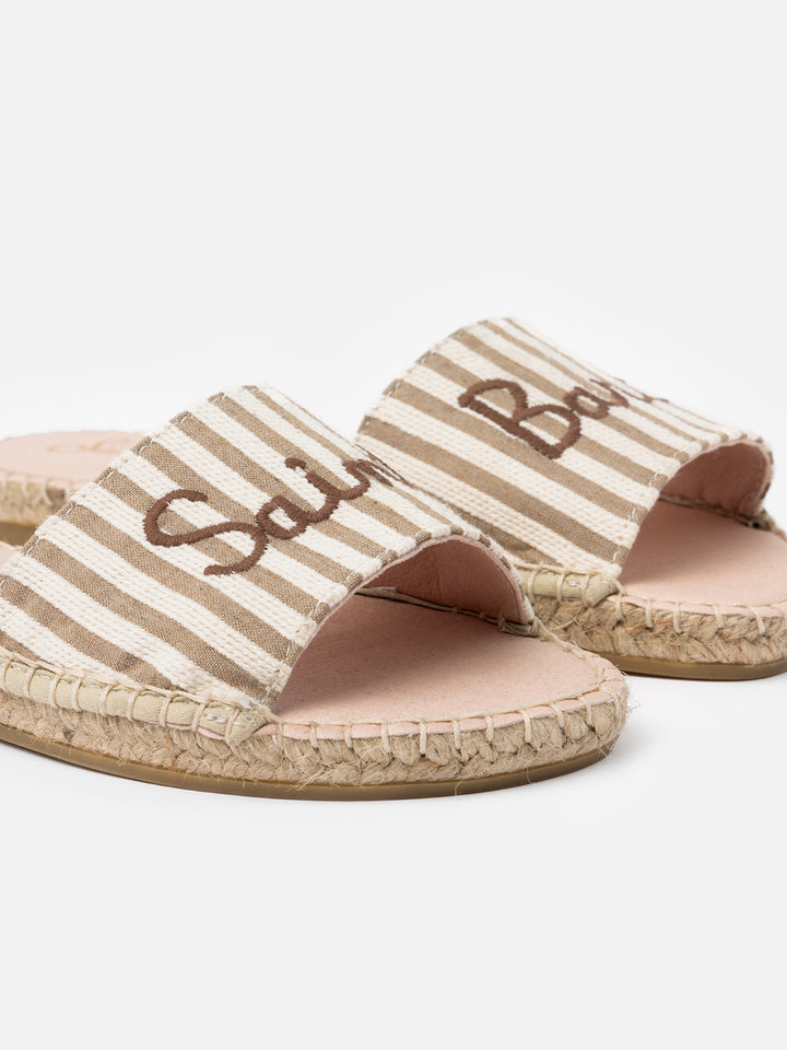 Woman espadrillas mules Luz with Saint Barth embroidery