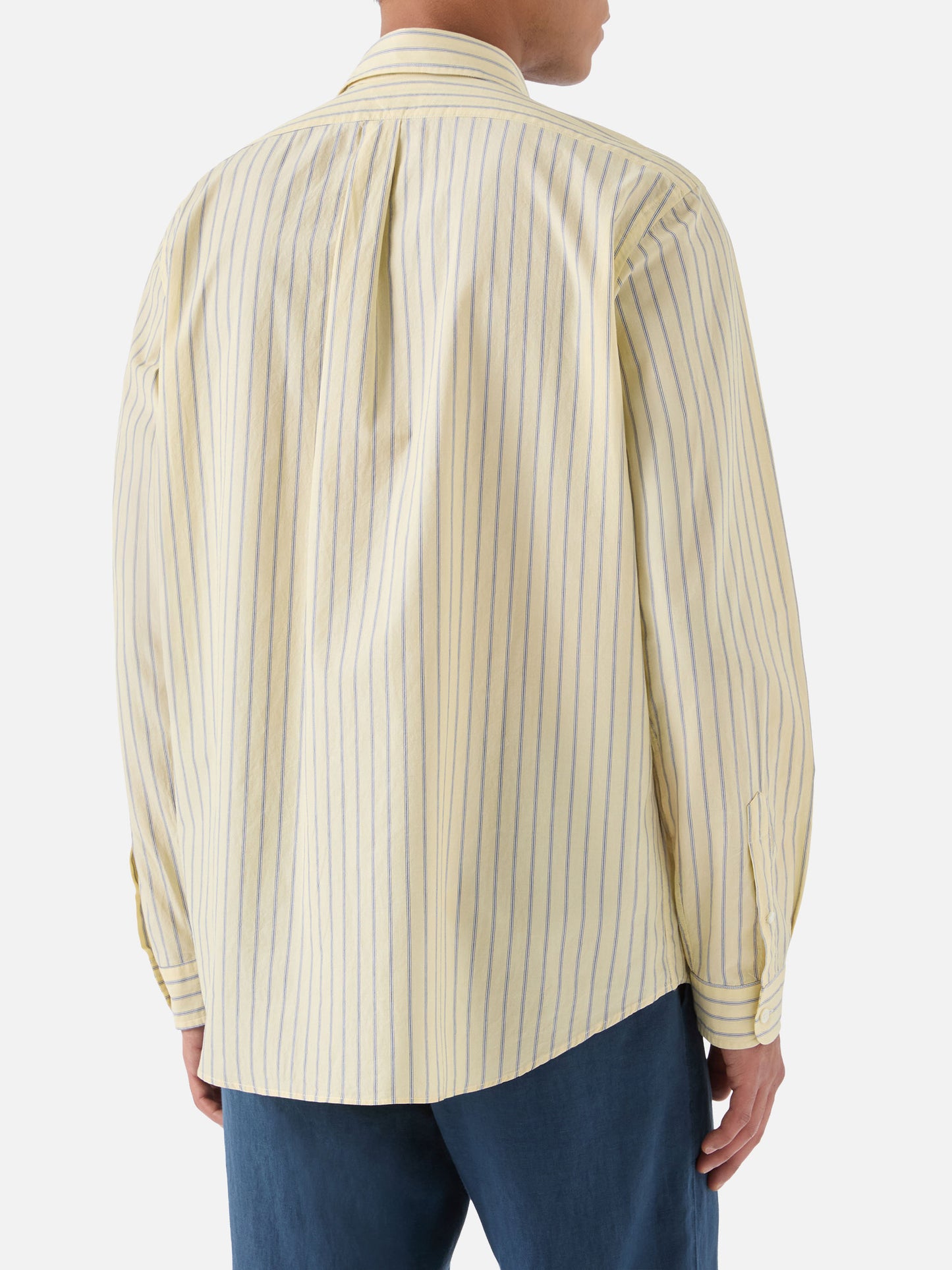 Yellow striped Levanzo shirt in pure cotton
