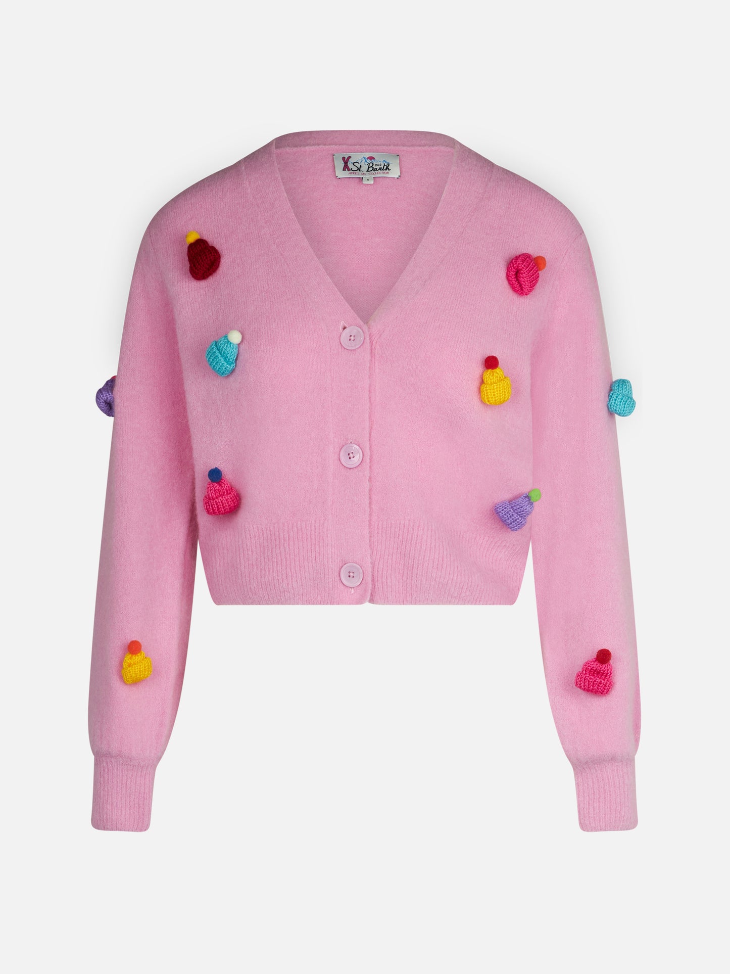 Lyza Soft Cropped-Cardigan mit gehäkelten Herzen 
