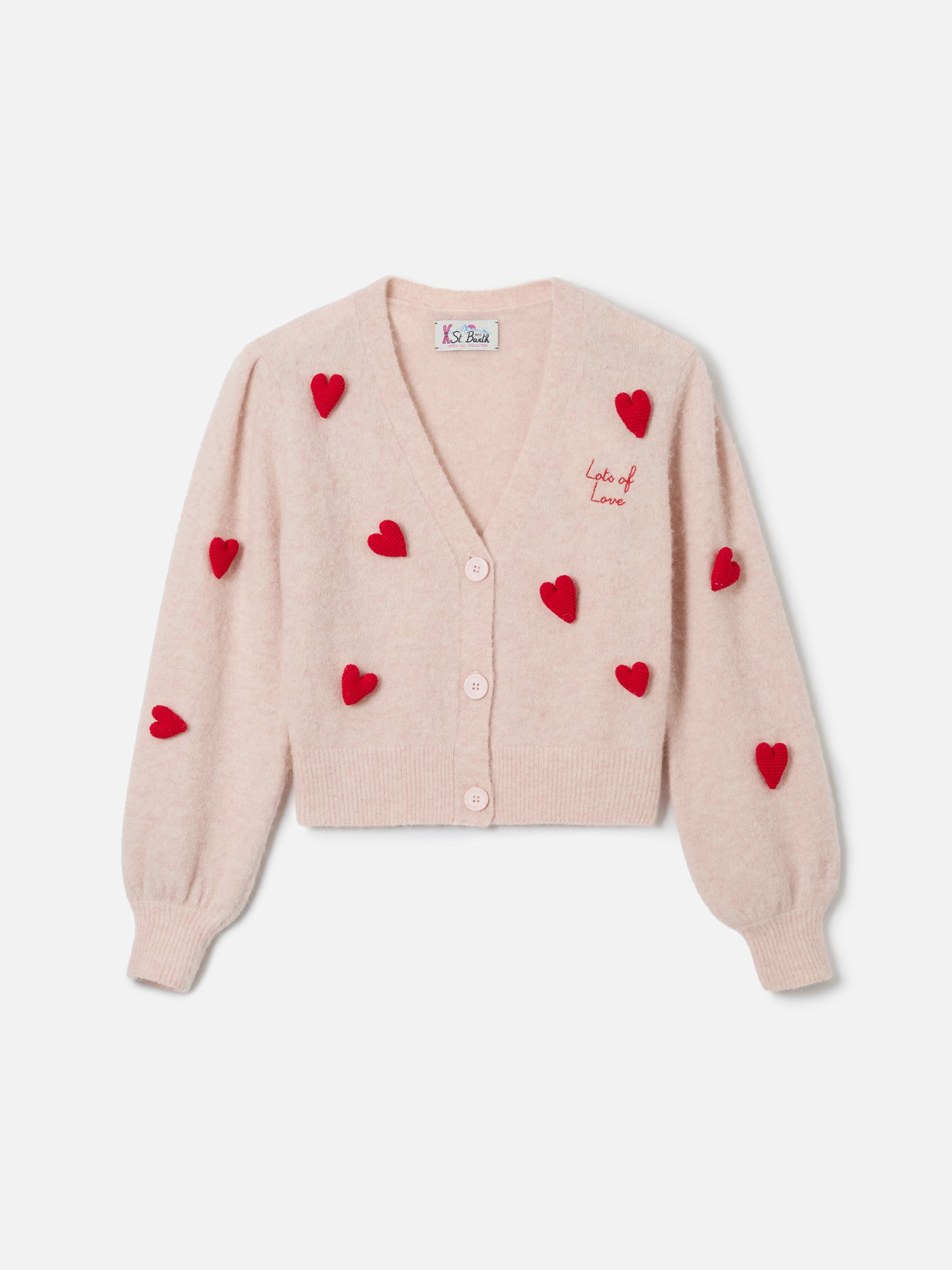 Cardigan court Lyza Soft avec patchs cœur en crochet – MC2 Saint Barth