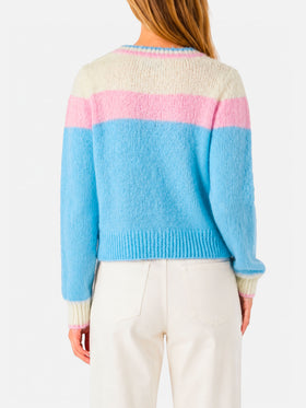 Cardigan court en maille brossée avec manches bouffantes 