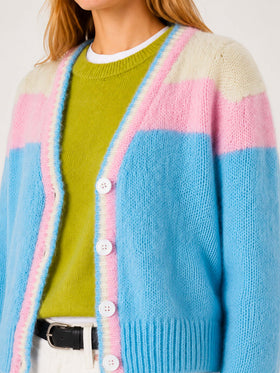 Cardigan court en maille brossée avec manches bouffantes 