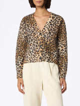 Woman cardigan Lyza with animalier print