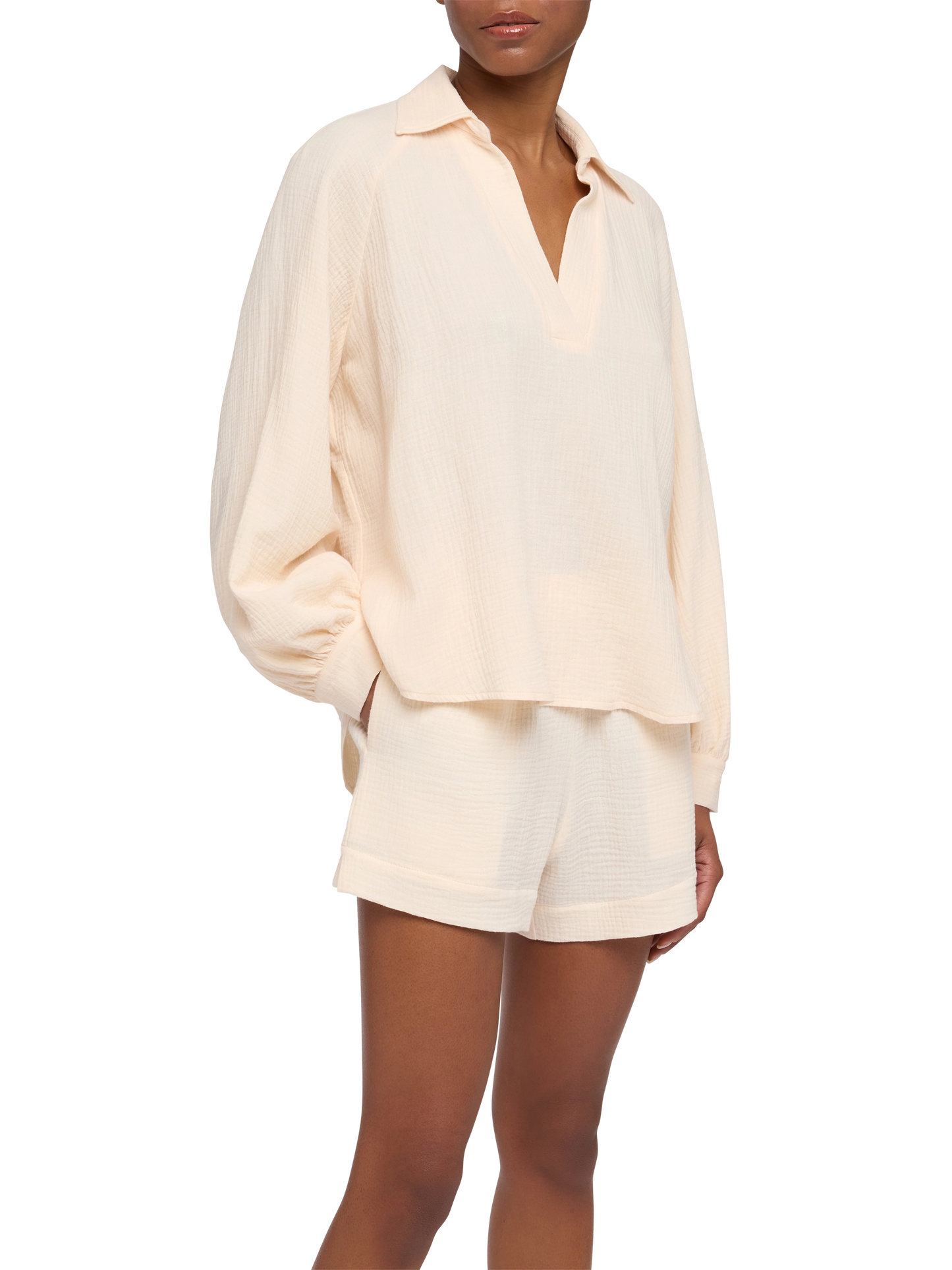Blusa in mussola color off-white Maira