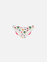 Madame swim briefs with bow and summer sketch print