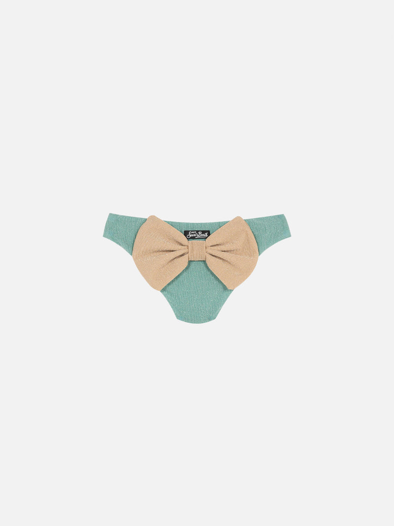 Madame water green lurex swim briefs with bow