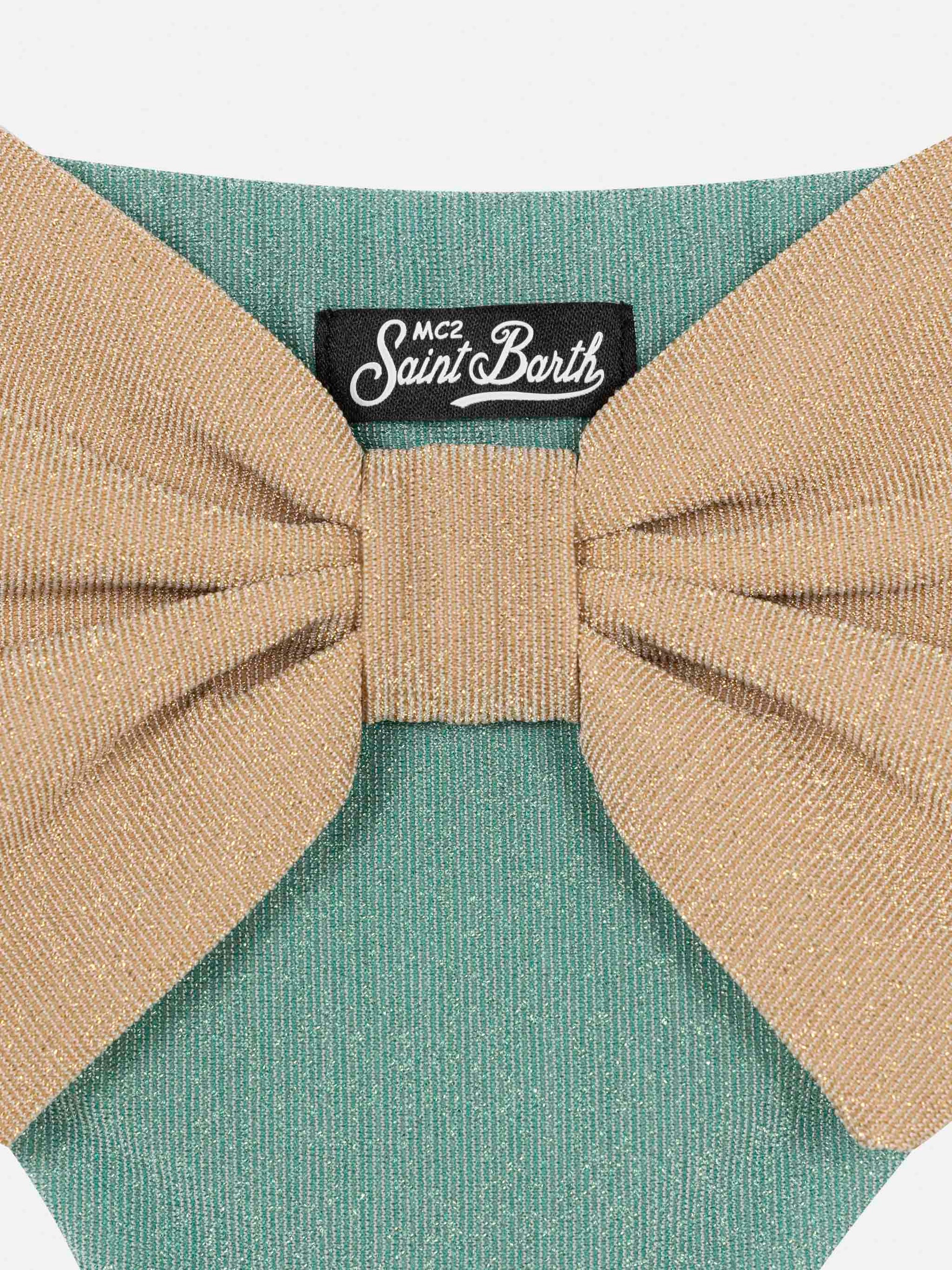 Madame water green lurex swim briefs with bow - MC2 Saint Barth