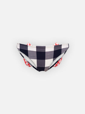 Girl swim briefs with gingham bow