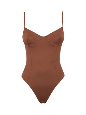 Woman underwired one piece swimsuit